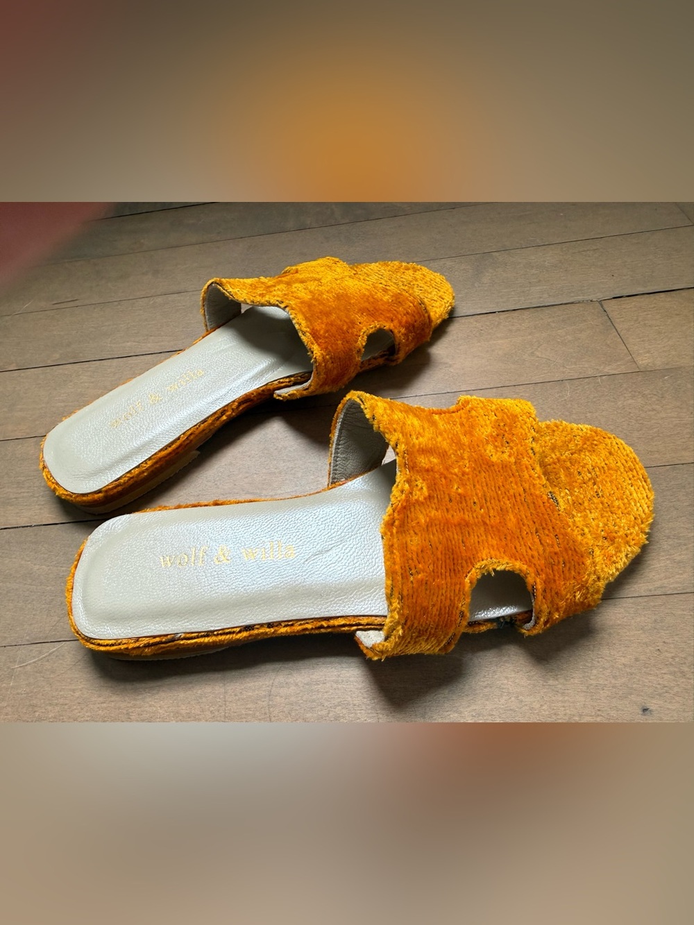 Wolf & Willa NWOT Orange Slide Sandals Size 7.5 - Picture 3 of 11